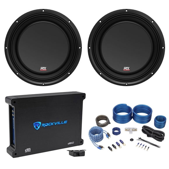 (2) MTX 3510-04S 10" 1200 Watt Shallow Slim Subwoofers Subs+Amplifier+Amp Kit
