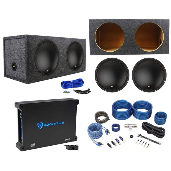 (2) MTX 3512-02 12" 1000w Car Subwoofers+Sealed Sub Box+Mono Amplifier+Amp Kit