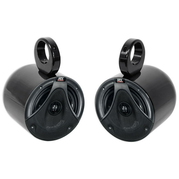 (2) MTX 6.5" 150 Watt Black Marine Boat Wakeboard Tower Speakers w/Crossover