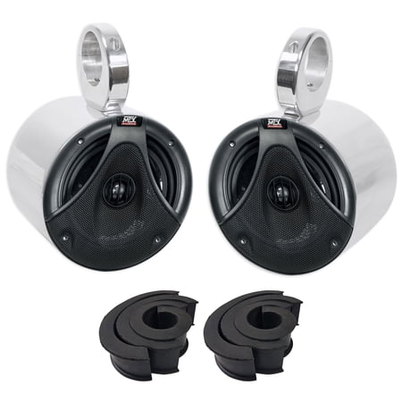 2) MTX 6.5" 150w Silver Marine Roll Bar/Cage Tower Speakers For ATV/UTV/CART/RZR