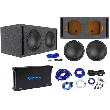 (2) MTX 7512-22 12" 3000w Car Subwoofers+Vented Sub Box+Mono Amplifier+Amp Kit