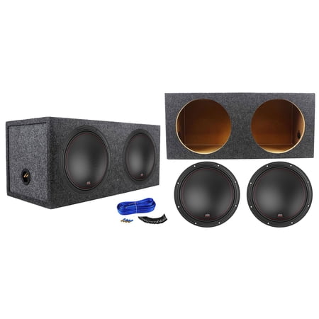 2) MTX 7512-44 12" 3000w DVC 4-ohm Car Audio Subwoofers+Sealed Sub Box Enclosure