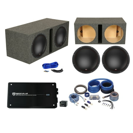 2) MTX 7515-44 15" 1500w RMS Subwoofers+Vented Sub Box Enclosure+Amplifier+Wires