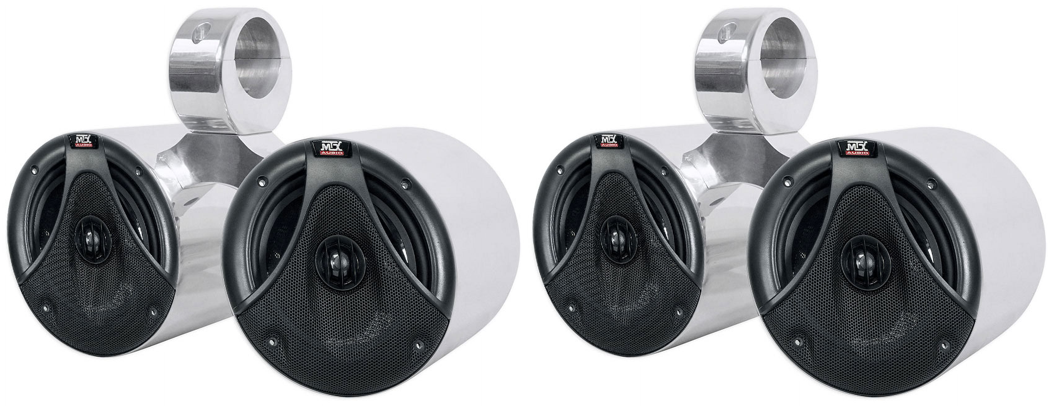 2 MTX Dual 6.5" 150 Watt Silver Marine Boat Wakeboard Tower Speakers w ...