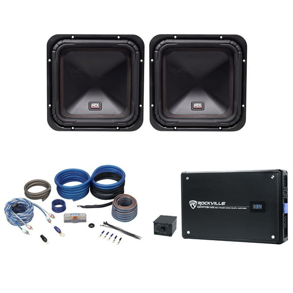 (2) MTX S6510-44 10" 1000 Watt RMS Car Subwoofers+Mono Amplifier+Copper Amp Kit