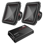 2 MTX S6512-44 12" 500-Watt RMS Dual 4  Square Car Audio Subwoofer + JH10001 AMPLIFIER