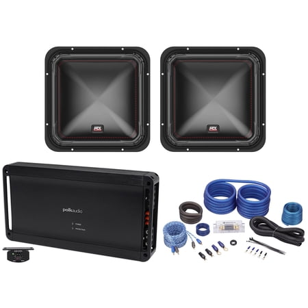 (2) MTX S6512-44 12" 500w RMS Square Subwoofers+Polk Audio Amplifier+Amp Kit