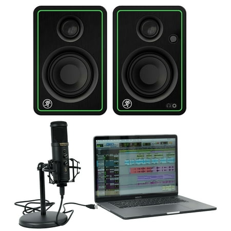 (2) Mackie CR3-XBT 3" Bluetooth Studio Monitors+USB Microphone w/Interface+Stand