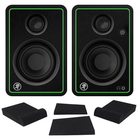 2 Mackie CR3-XBT 3" Reference Studio Monitor Speakers w/Bluetooth+Isolation Pads