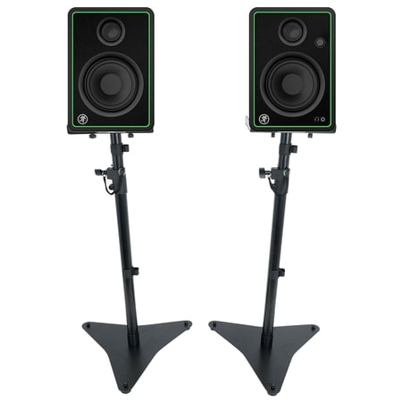 (2) Mackie CR4-X 4" 50w Multimedia Studio Monitors Speakers + Adjustable Stands