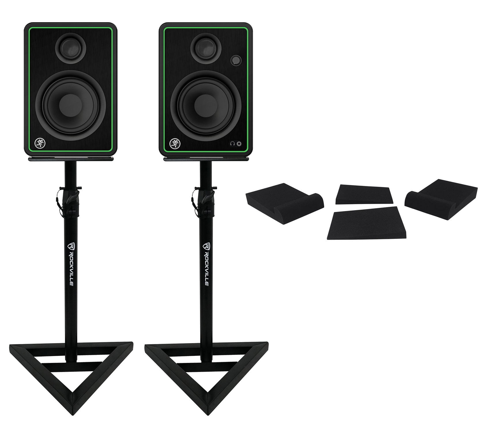 (2) Mackie CR4-XBT 4" 50w Studio Monitor Speakers w/Bluetooth+Stands+Foam Pads