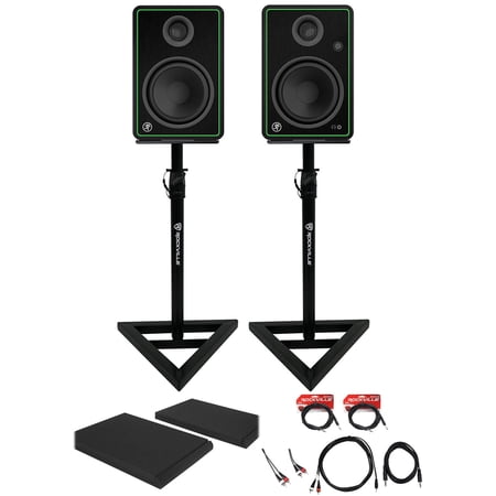 2) Mackie CR5-X 5" Reference Multimedia Studio Monitor Speakers+Stands+Foam Pads