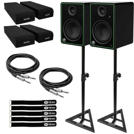(2) Mackie CR5-XBT 5" Creative Reference Bluetooth Multimedia Monitors with Studio Monitor Stands Package