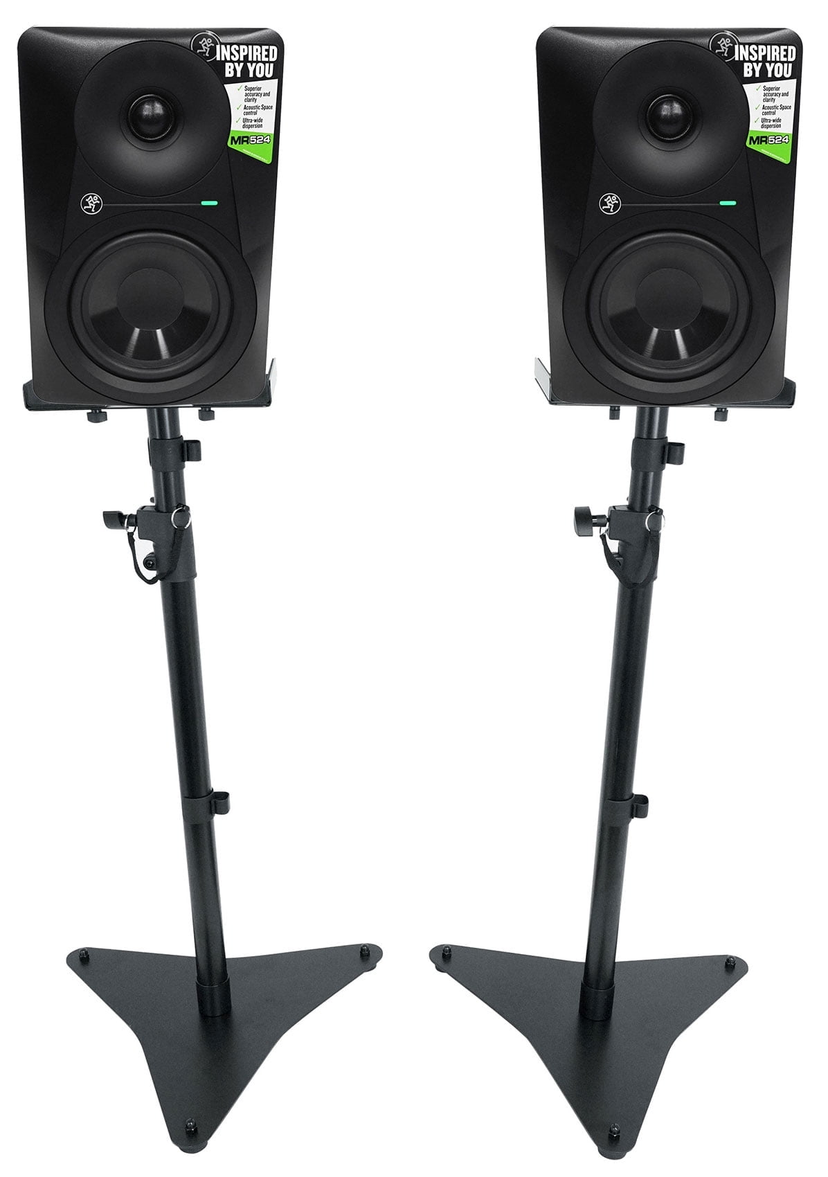 (2) Mackie MR524 5” 50w Powered Studio Monitors Speakers+Adjustable Stands