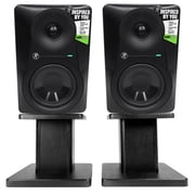 2 Mackie MR524 5  Powered Active Studio Monitor Bi-Amped Speakers+Desk Stands