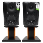 2 Mackie MR524 5  Powered Active Studio Monitor Bi-Amped Speakers+Wood Stands