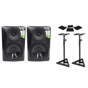 2 Mackie MR824 8 85w Powered Studio Monitor Speakers+Stands+Isolation Pads