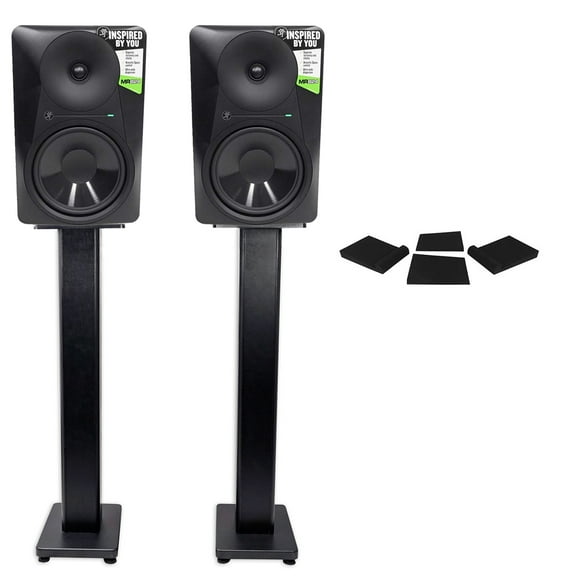(2) Mackie MR824 8 85w Powered Studio Monitor Speakers+Stands+Isolation Pads