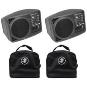 2 Mackie SRM150 Powered Active PA Monitor Speaker + 2 Mackie Travel Bags