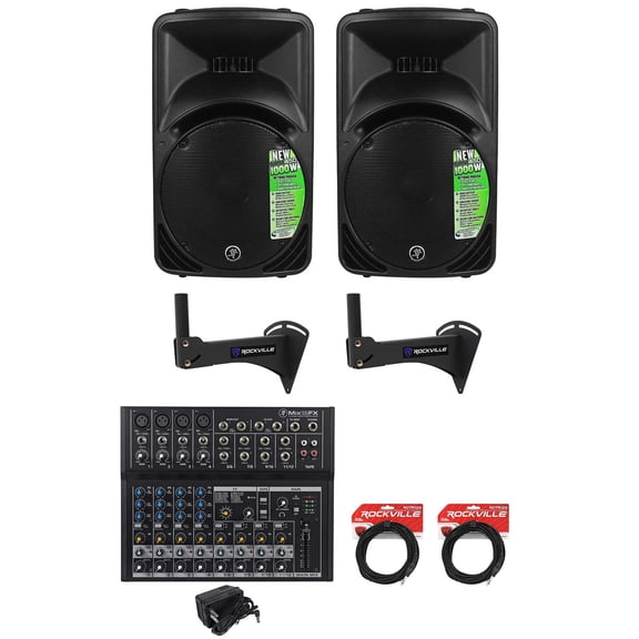 (2) Mackie SRM450V3 1000 Watt 12" Powered Speakers w/DSP For Restaurant/Bar/Cafe