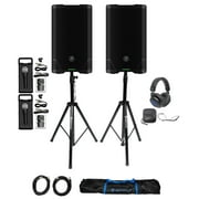 2 Mackie SRT212 12  Powered DJ PA Speakers w/Bluetooth+Stands+Headphones+Mics