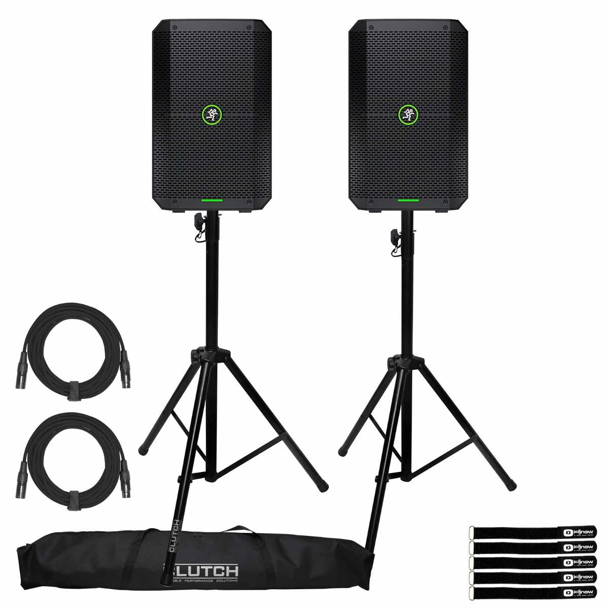 (2) Mackie Thump GO 8" Portable Battery-Powered Loudspeakers with Tripod Speaker Stands Package