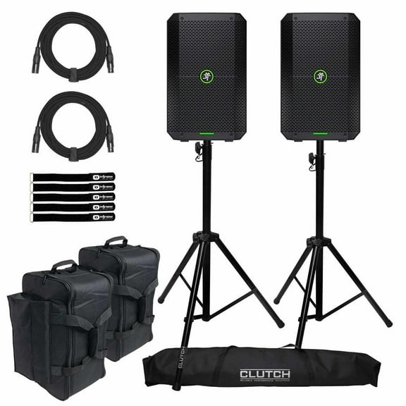 (2) Mackie Thump GO 8" Portable Loudspeakers with Tripod Stands & Durable Transport Bags Package