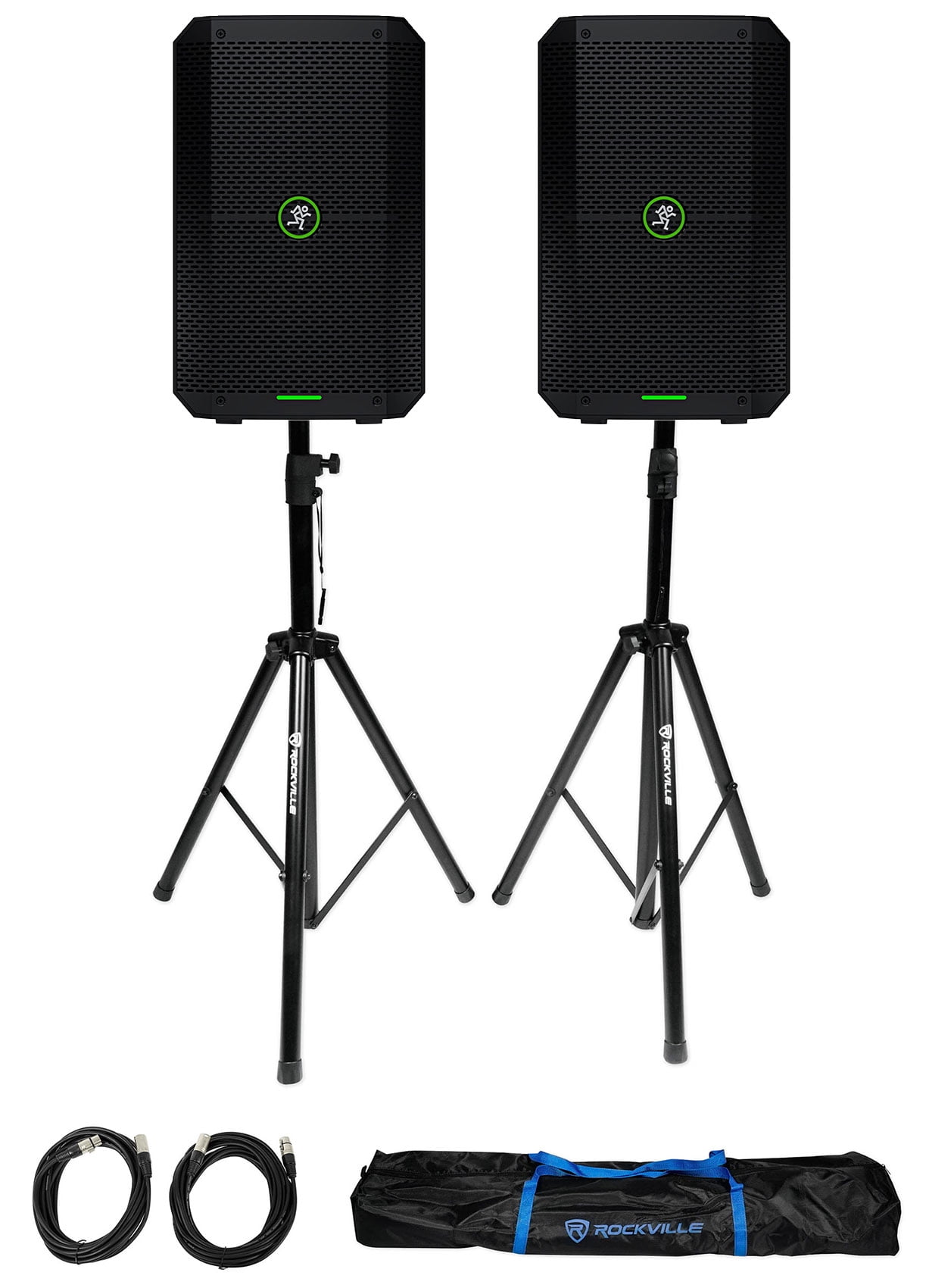 (2) Mackie Thump GO 8" Portable Rechargeable DJ PA Speakers w/Bluetooth+Stands