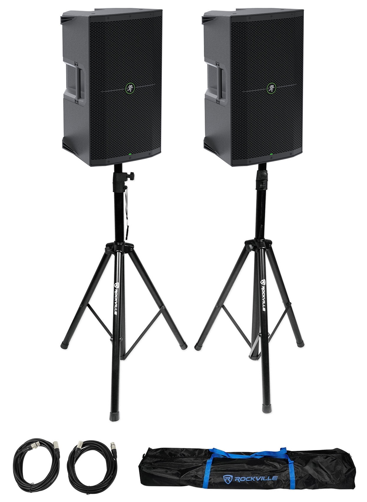 (2) Mackie Thump212 12" 1400w Powered DJ PA Speakers+Stands+Cables+Bag Thump 212