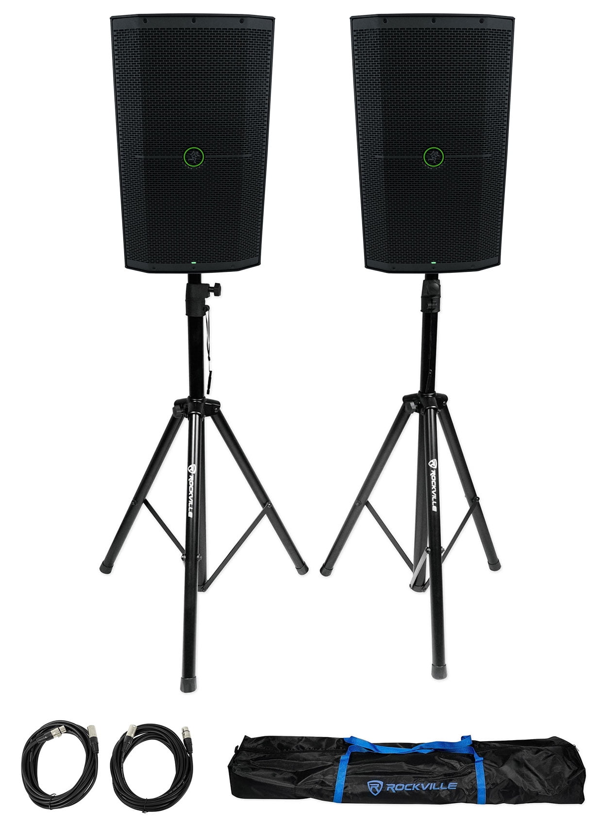(2) Mackie Thump212XT 12" Powered DJ PA Speakers+Stands+Cables+Bag Thump 212XT