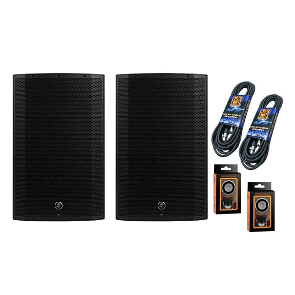 2 Mackie Thump215XT 15" Advanced Power Loudspeaker & Cables & Mobile Phone Holder
