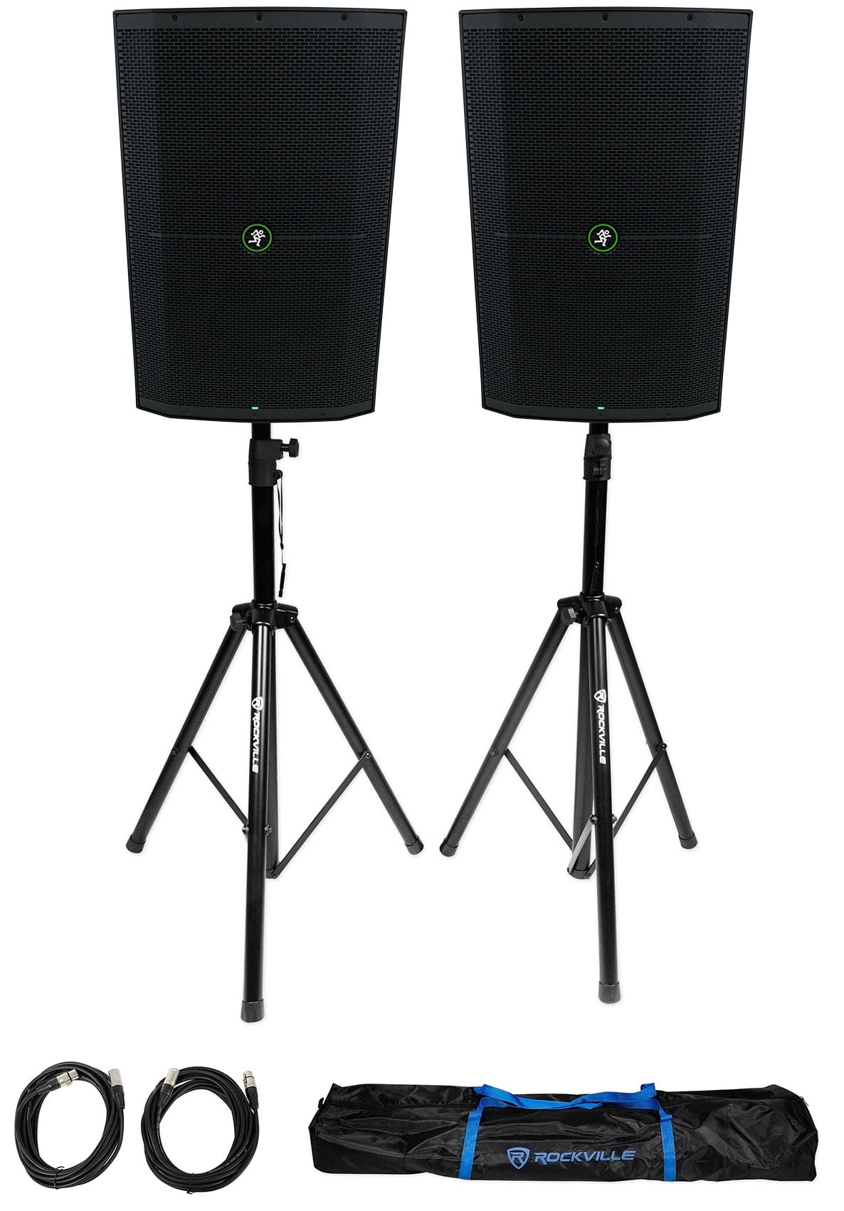 (2) Mackie Thump215XT 15" Powered DJ PA Speakers+Stands+Cables+Bag Thump 212XT