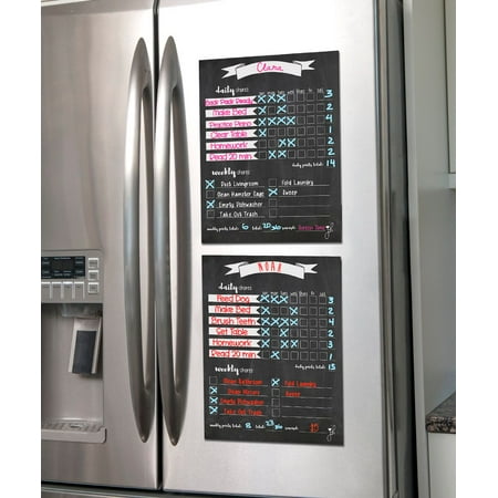 2 Magnetic Pack Chore Chart for Multiple Kids ,To-do list, 11" x 14" price history and forecast - JennaKate Chalk