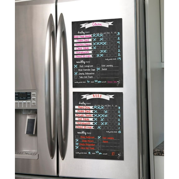 2 Magnetic Pack Chore Chart for Multiple Kids ,To-do list, 11" x 14"