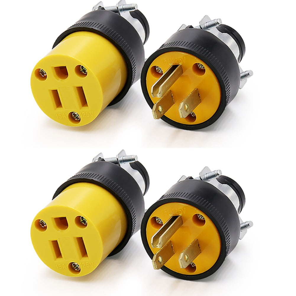 2 Male & 2 Female Replacement Electrical Plug Ends 3 prong, Extension Cord, Etc