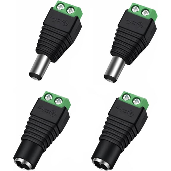 2 Male + Female 12 V 2.1x5.5mm DC Power Jack Plug Adapter Barrel Connector for CCTV Security Camera LED Strip