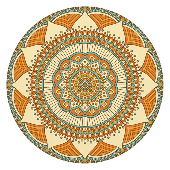 Tablecloth Mandala Mystic Cultural Pattern Waterproof Elastic Round Cover with Back for Meditation and Energy Healing