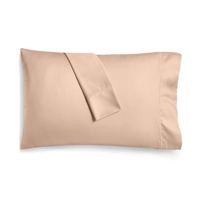 (2) Martha Stewart Solid Cotton 400 Thread Count Sateen Pillowcases, King, Peach