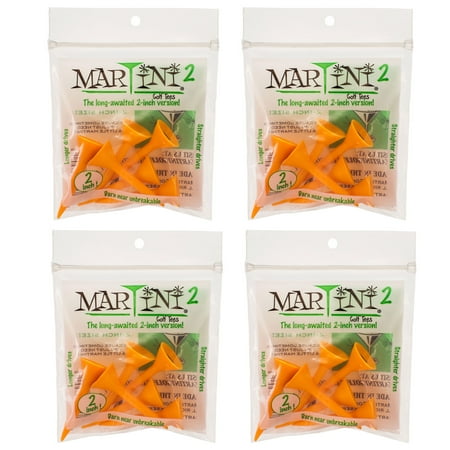 2" Martini Golf Tees - 4 Packs of Orange - 24 Tees Total - Virtually Unbreakable