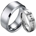 thumbnail image 1 of 2 Matching Rings Titanium Couple Rings AAA CZ Wedding Ring for Women Men Wedding Band, 1 of 7