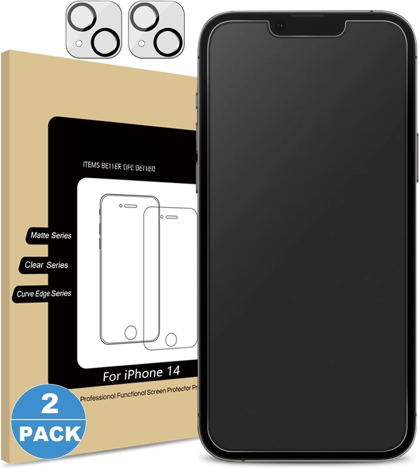 2 Matte Glass Screen Protector for 14 with 2 Camera Lens Protector ...