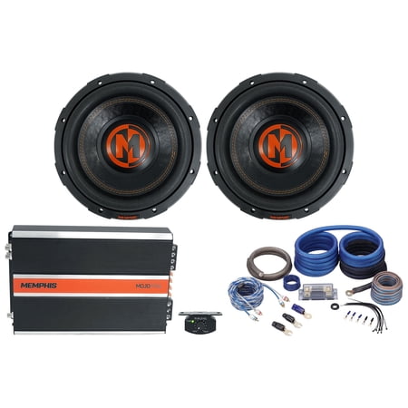 (2) Memphis Audio MJP1044 10 inch 1500 Watt MOJO Subwoofers+Mono Amplifier+Amp Kit