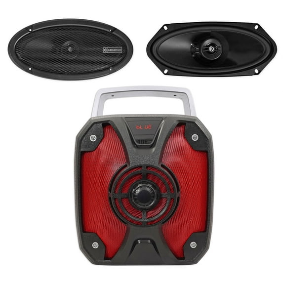 (2) Memphis Audio PRX410 4x10" 100w 2-way Car Speakers w/Pivot Tweeters+ROCKBOX