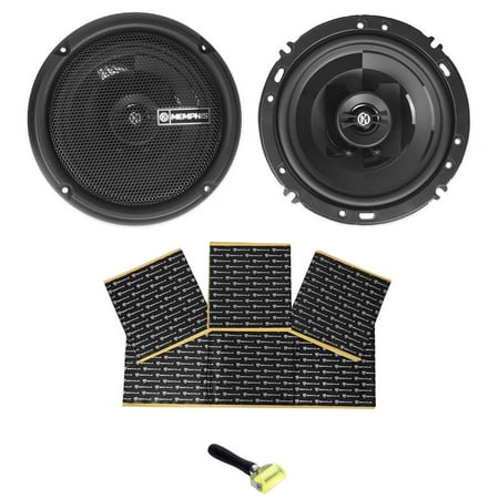 (2) Memphis Audio PRX602 6.5" 100 Watt Car Audio Speakers + RockMat Sound Kit