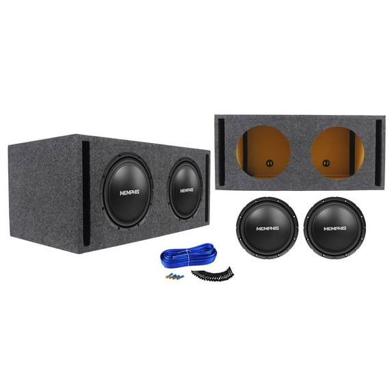 (2) Memphis Audio SRX1240 12" 500w SRX Car Subwoofers+Vented Sub Box Enclosure