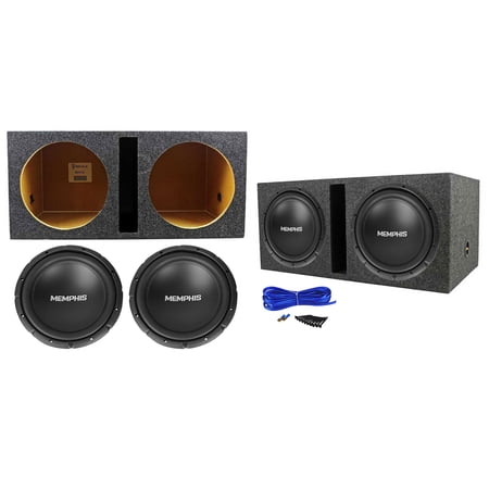 2 Memphis Audio SRX1244 12" 500w SRX DVC Car Subwoofers+Vented Sub Box Enclosure