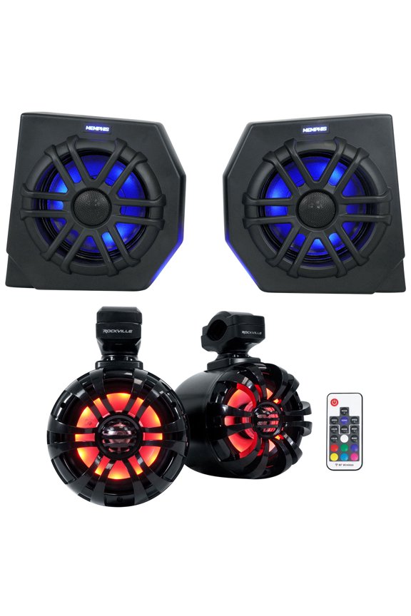 2 Memphis CANAMDEF65FE 75w RMS Pods+LED Tower Speakers For 2018+ Can Am Defender