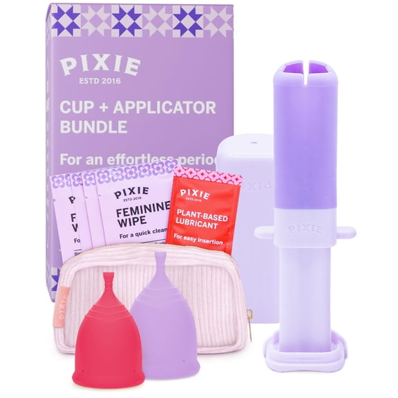 2 Menstrual Cups and Applicator Bundle - No Metals or Toxins - 100% Medical-Grade Silicone - Softest Reusable Period Cup - Inserts Like a Tampon - Capacity of 4 and 6 Tampons
