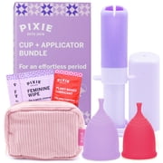 2 Menstrual Cups and Applicator Bundle - No Metals or Toxins - 100% Medical-Grade Silicone - Softest Reusable Period Cup - Inserts Like a Tampon - Capacity of 4 and 6 Tampons
