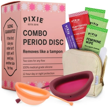 2 Menstrual Discs - No Metals or Toxins - 100% Medical-Grade Silicone - Ranked 1 for Most Soft Reusable Period Disc - Removes Like a Tampon - Wear 12 Hours - Capacity of 3 and 7 Tampons